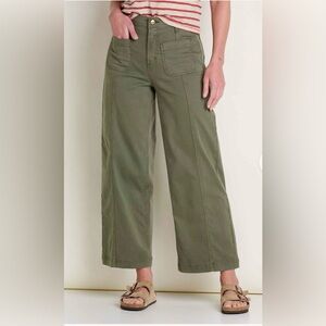 Toad&Co Linden Canvas Beetle Organic Cotton Wide Leg Button Zip Cropped Pants